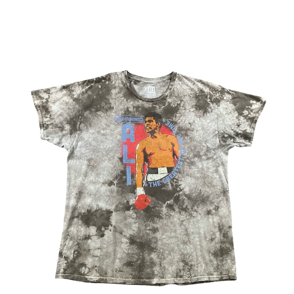 Muhammad Ali The Greatest Graphic Tie Dye T-Shirt Brown Grey Mens Medium